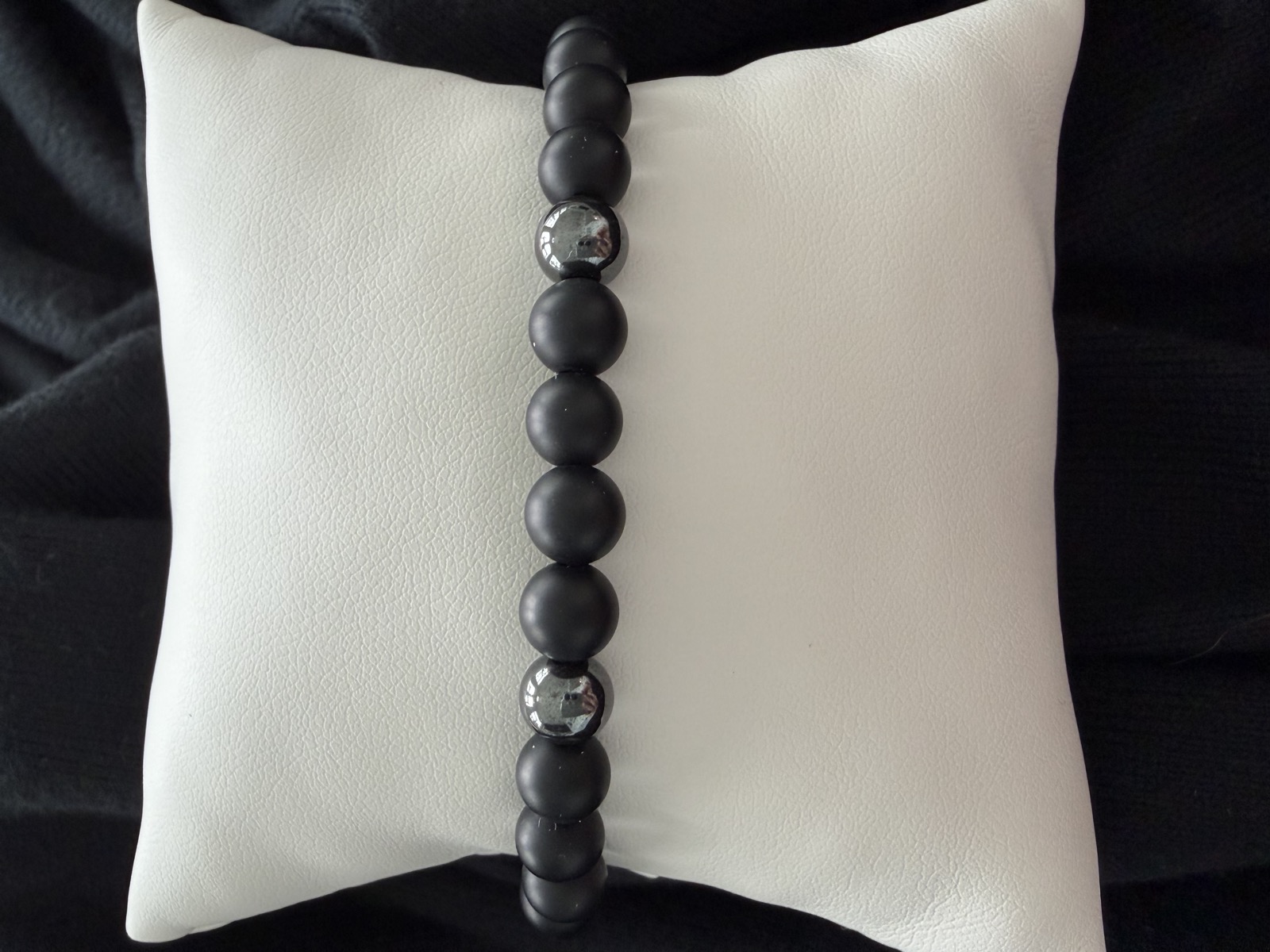 Men's matte onyx and hematite bracelet