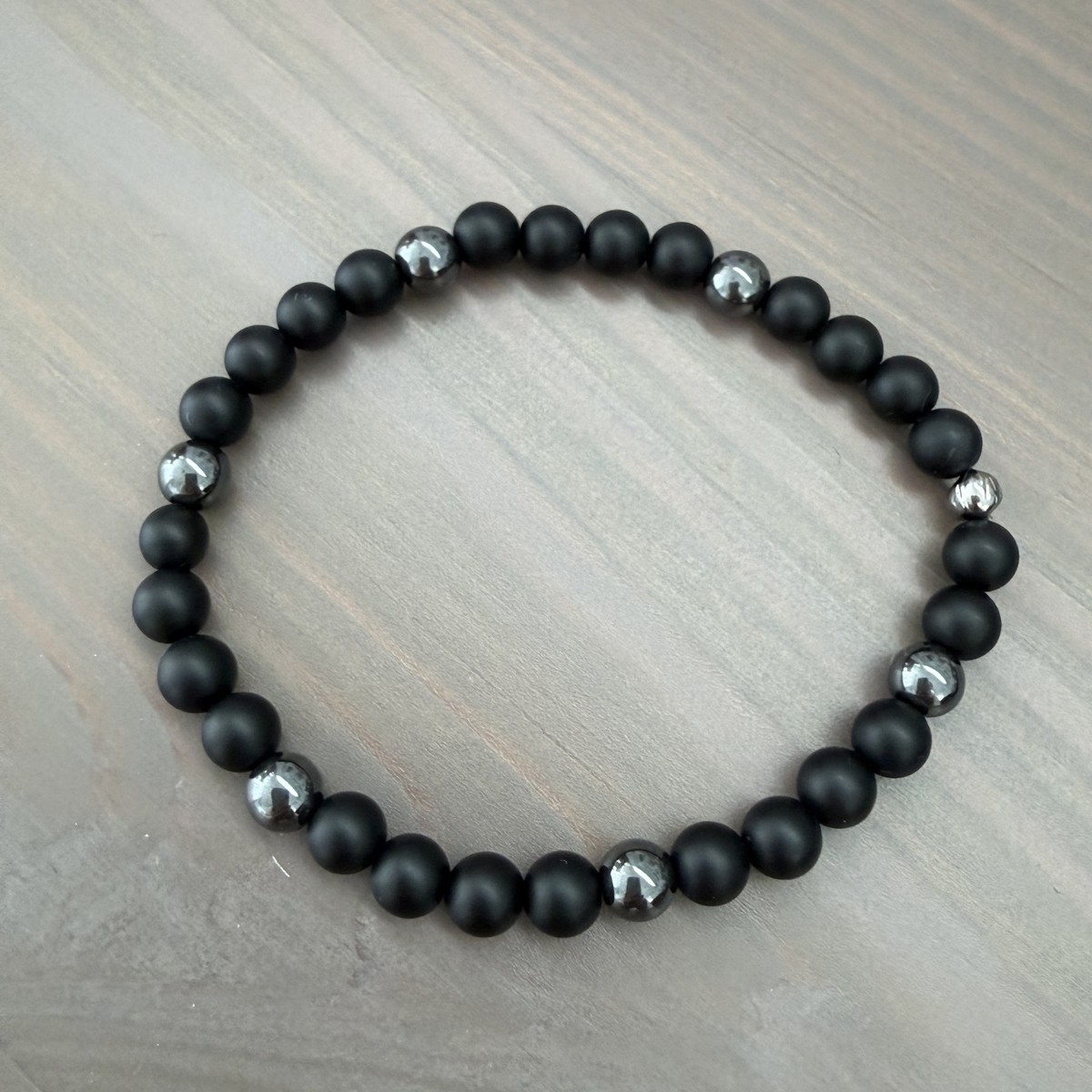 Matte Black Onyx & Silver Hematite — M001