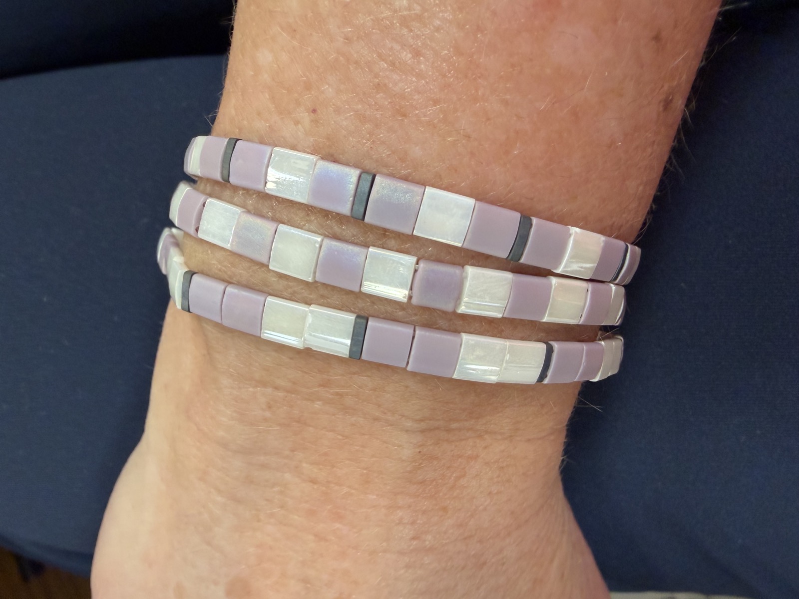 Lavender mother-of-pearl tile stack